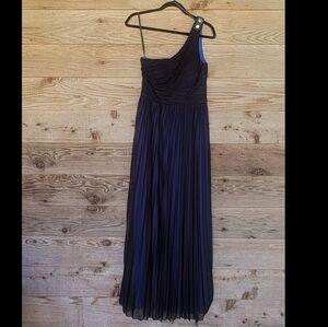 Cache Floor Length Gown Blue with Black Overlay Size 6 New with Tags